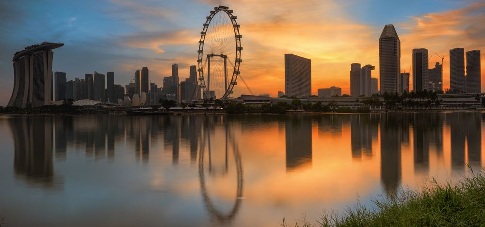 View Of Sunset In Singapore 