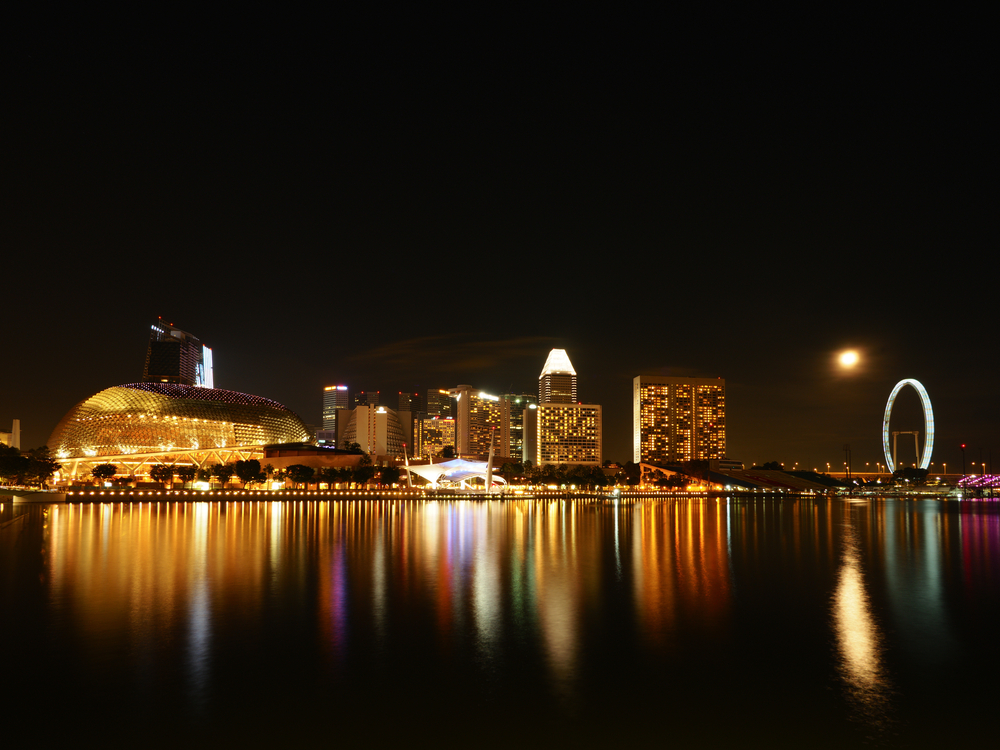 View Of Marina Bay At Night Lights